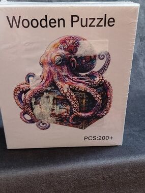 Multicolor Octopus Wooden Puzzle - Vibrant Purple & Pink Design NEW